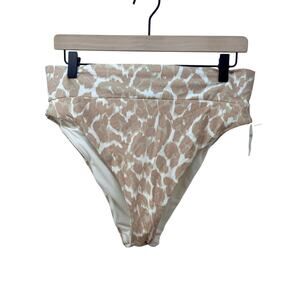 Aerie‎ High Cut Cheeky Bikini Bottoms XL Neutral Animal Print Swim NWT
